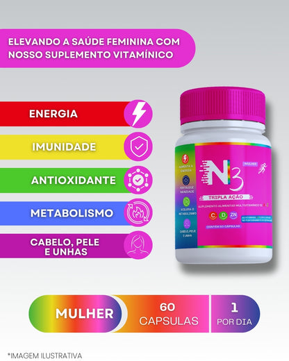 N3 SUPLEMENTO MULTIVITAMÍNICO PARA MULHERES 60 CÁPSULAS